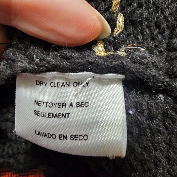 Vtg 90s Eagles Eye Christmas Sweater L Multi Hand Knit 3D Embellished Festive - Picture 10 of 11